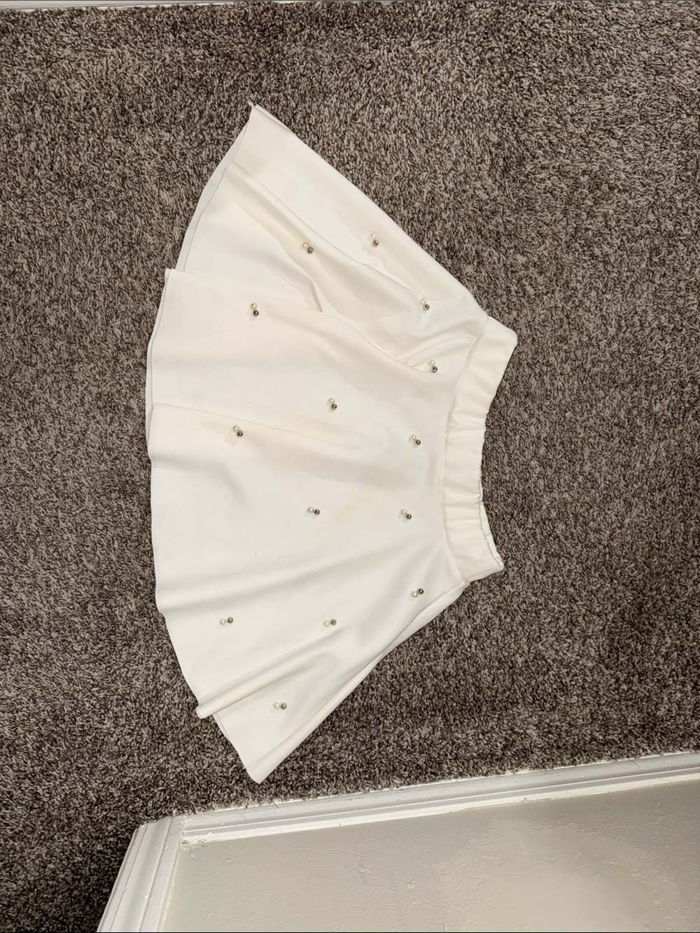 White Pearl-Embellished Women’s Skirt